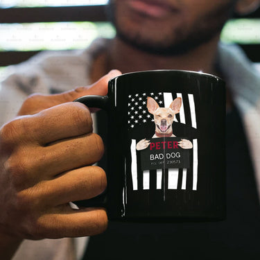 Personalized Dog Gift Idea - Bad Dog Winking Eye For Dog Lovers - Black Mug